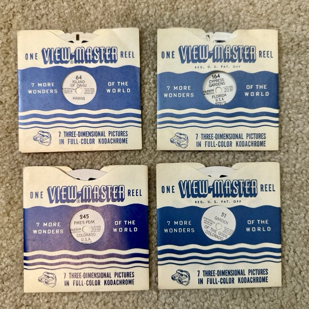 Huge Lot View-Master Lot w Viewer + 30+ Reels National Parks Travel Popeye Vtg